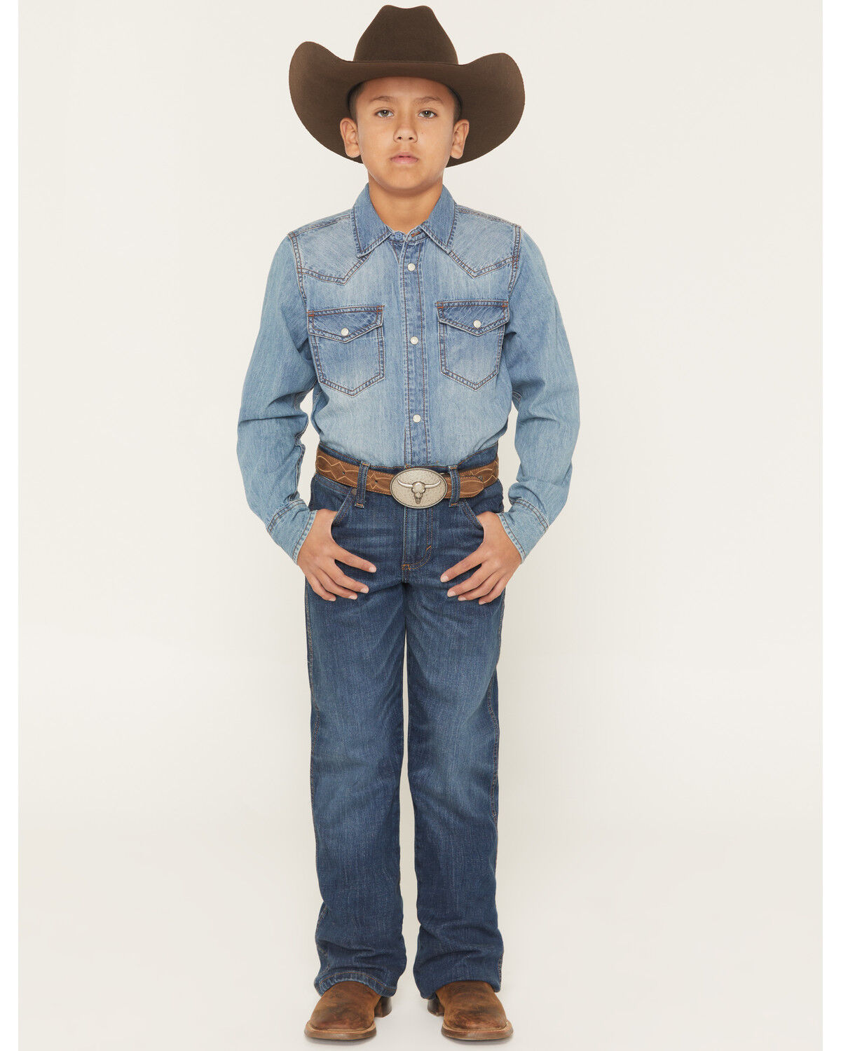 Image #1 - Wrangler Retro Boys' Jackson Hole Dark Wash Relaxed Bootcut Stretch Denim Jeans, , hi-res