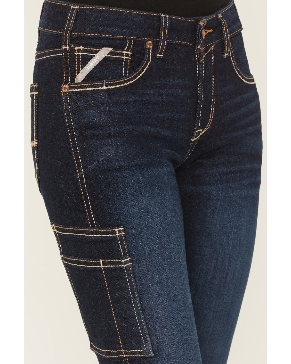 Image #2 - Ariat Women's Rebar Perfect Rise Work Flex Riviter Slim Leg Work Jeans, Blue, hi-res