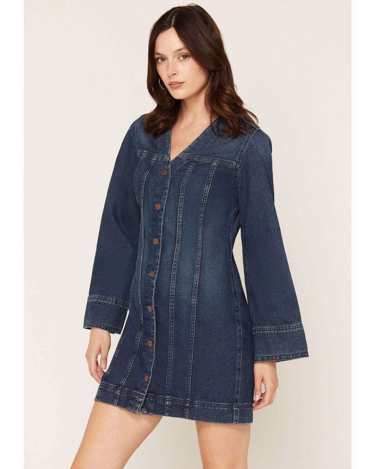 Wrangler Women's Mod Denim Mini Dress, Dark Wash, hi-res