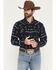 Image #1 - Cody James Men's Ironwood Southwestern Striped Long Sleeve Snap Flannel Shirt, Navy, hi-res
