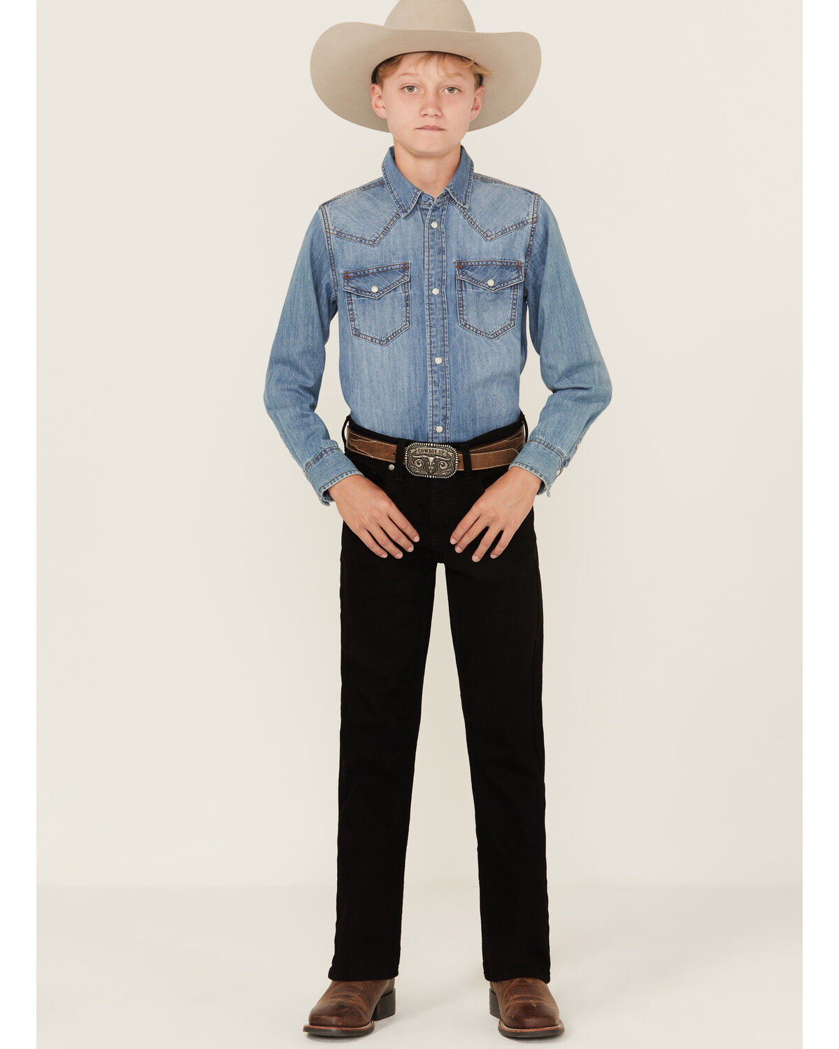 Image #1 - Cody James Boys' Night Rider Slim Bootcut Comfort Stretch Denim Jeans, Black, hi-res