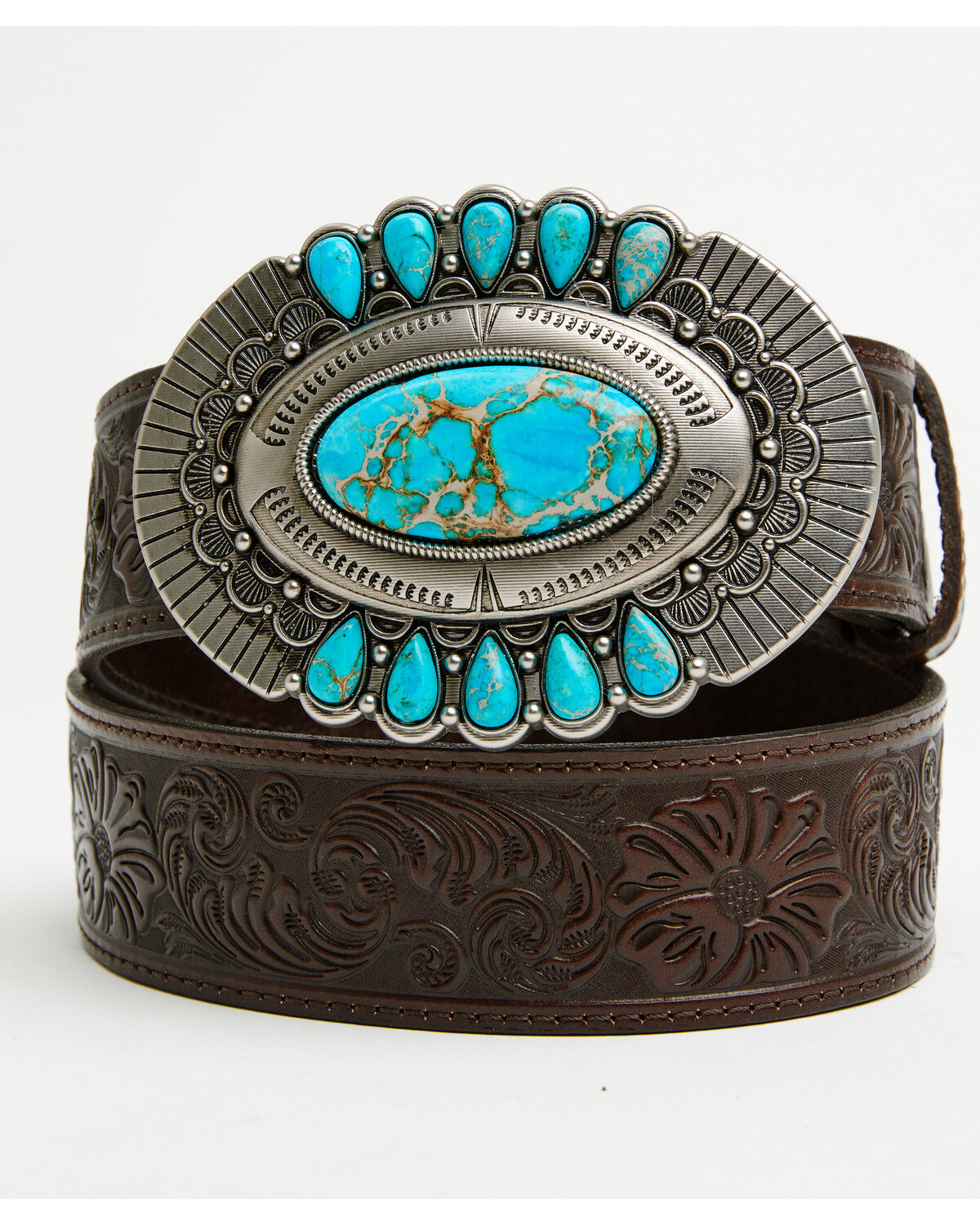 Image #2 - Idyllwind Women's Bonnie Embossed Leather Buckle Belt, Dark Brown, hi-res