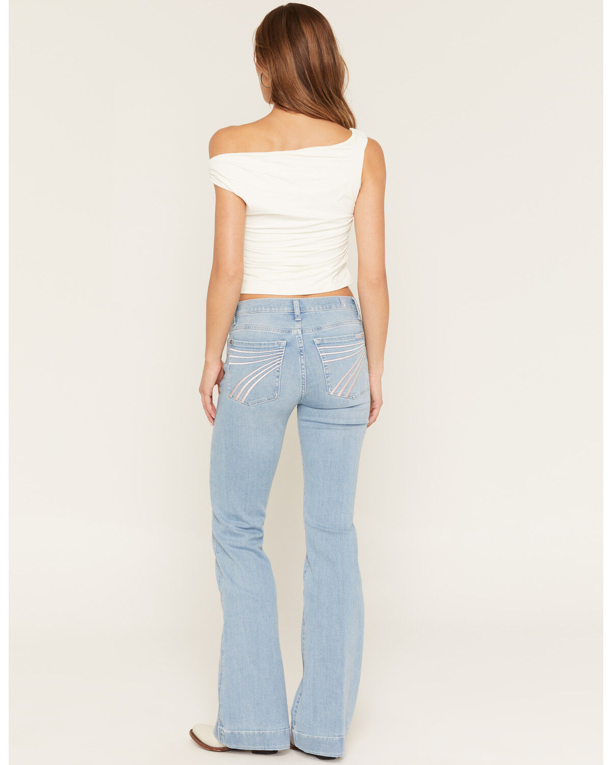 7 For All Mankind Women's Light Wash Mid Rise Slim Trouser Stretch Denim Jeans, Light Wash, hi-res