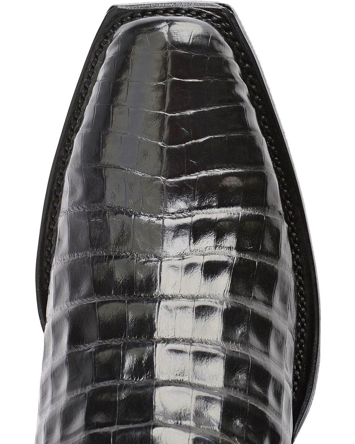 Image #7 - Lucchese 1883 Charles Croc Belly Western Boots - Square Toe, Black, hi-res
