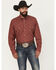 Image #1 - Roper Men's West Made Desert Print Long Sleeve Pearl Snap Western Shirt, Red, hi-res