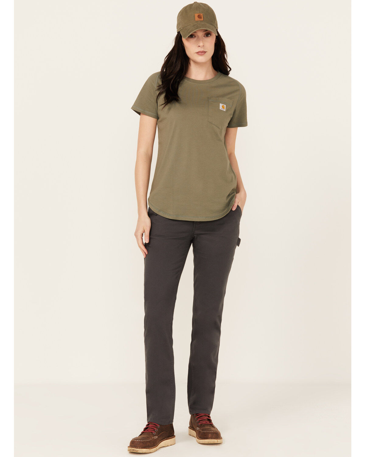 Image #1 - Carhartt Women's Rugged Flex&reg; Relaxed Fit Canvas Stretch Work Pants, Charcoal, hi-res