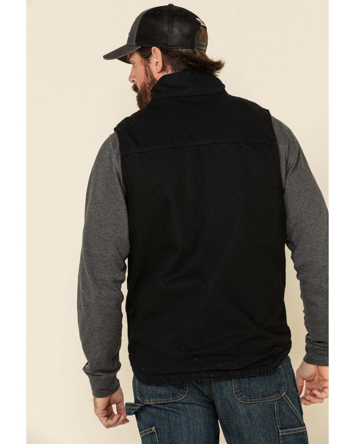 Image #3 - Carhartt Men's Duck Sherpa Lined Mock Neck Work Vest - Tall, Black, hi-res