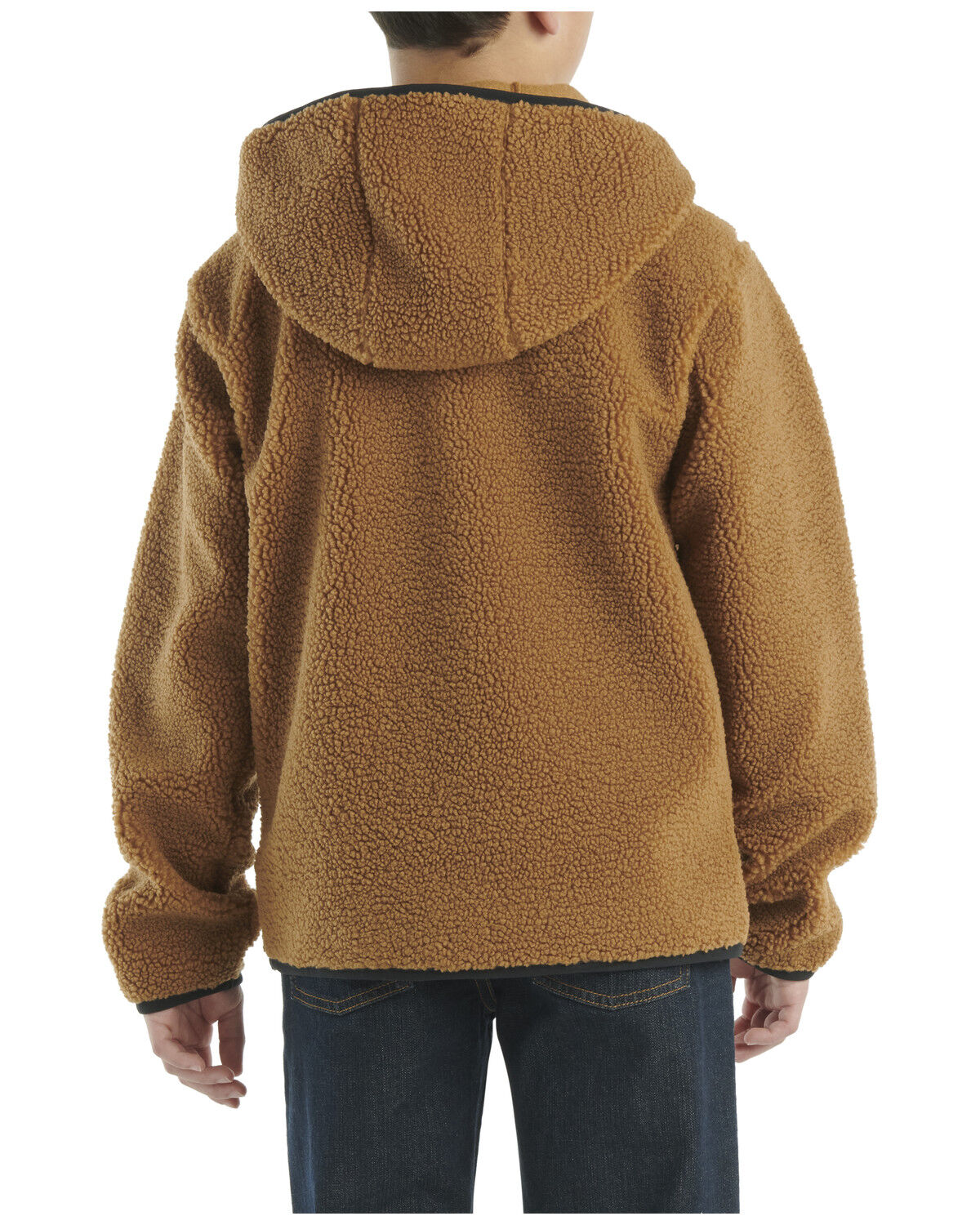 Image #3 - Carhartt Boys' Sherpa Half Zip Hooded Pullover, Brown, hi-res
