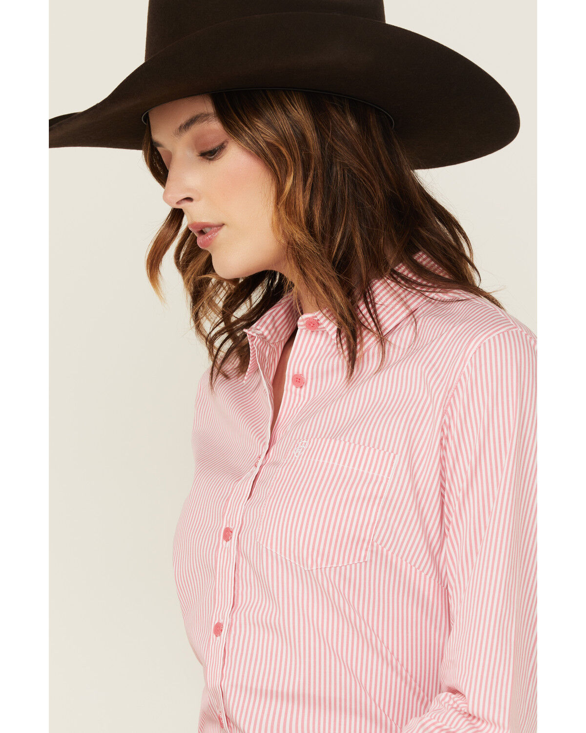 Image #2 - Ariat Women's Kirby Striped Long Sleeve Button-Down Stretch Western Shirt, Pink, hi-res