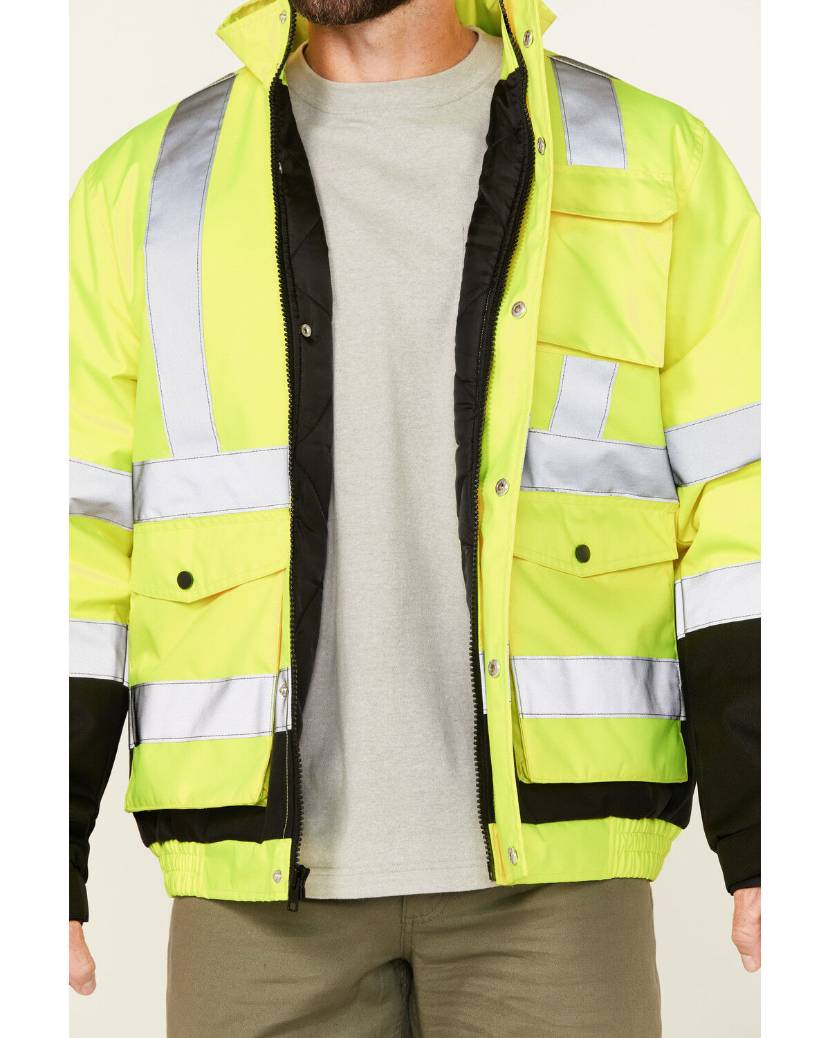 Image #2 - Hawx Men's Hi-Vis Bomber Jacket - Tall, Yellow, hi-res