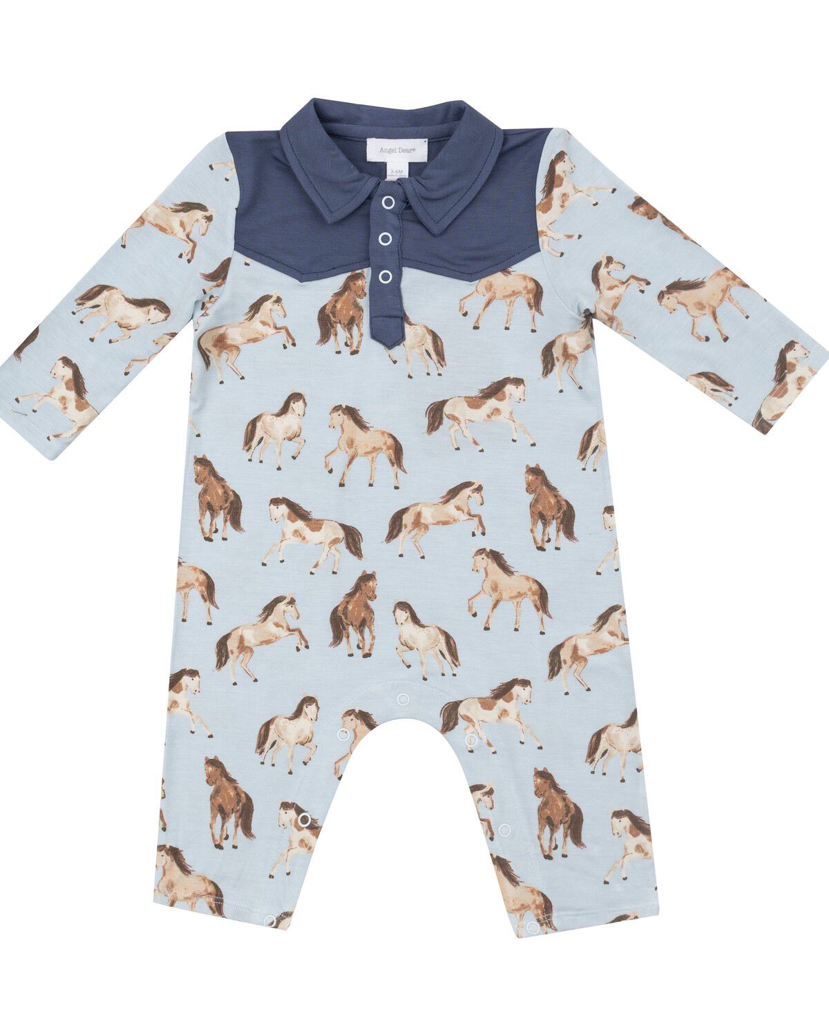 Image #1 - Angel Dear Infant Boys' Western Print Long Sleeve Onesie, Blue, hi-res