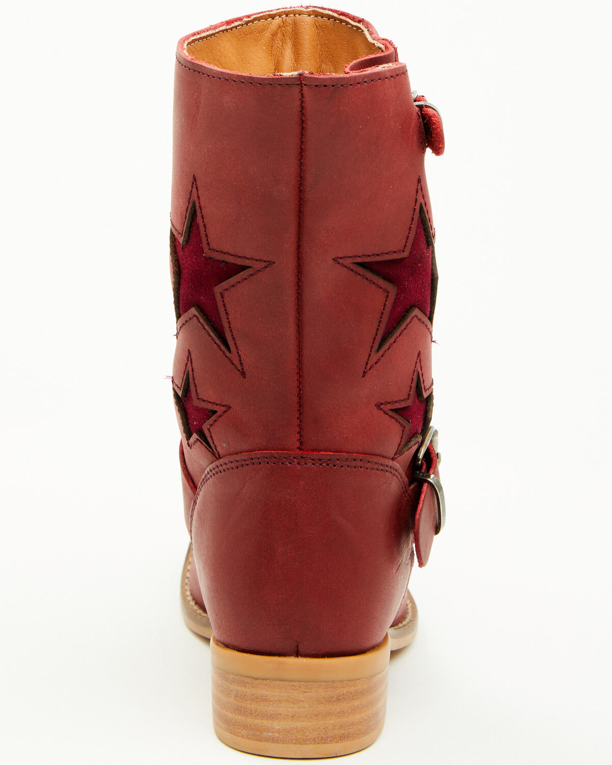 Image #5 - Dingo Girls' Blacklist Star Inlay Harness Boots - Square Toe, Wine, hi-res