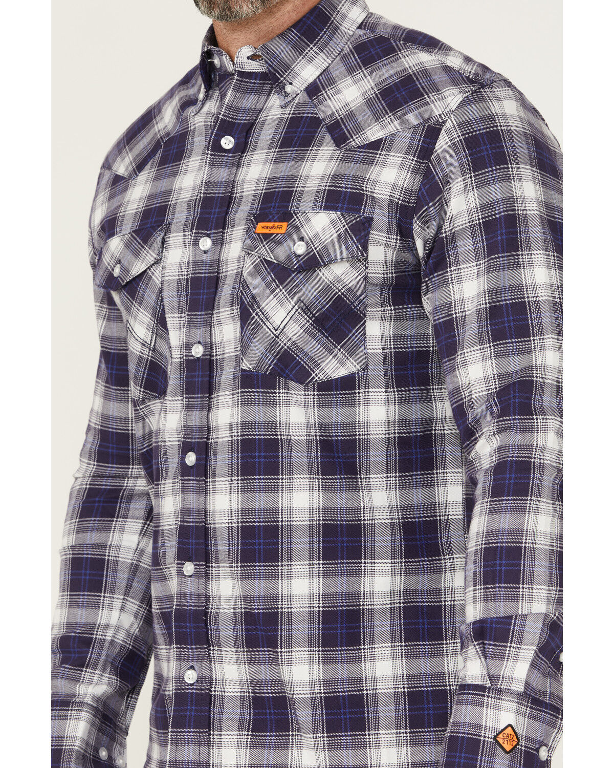 Image #3 - Wrangler Men's FR Plaid Print Long Sleeve Button-Down Work Shirt, , hi-res