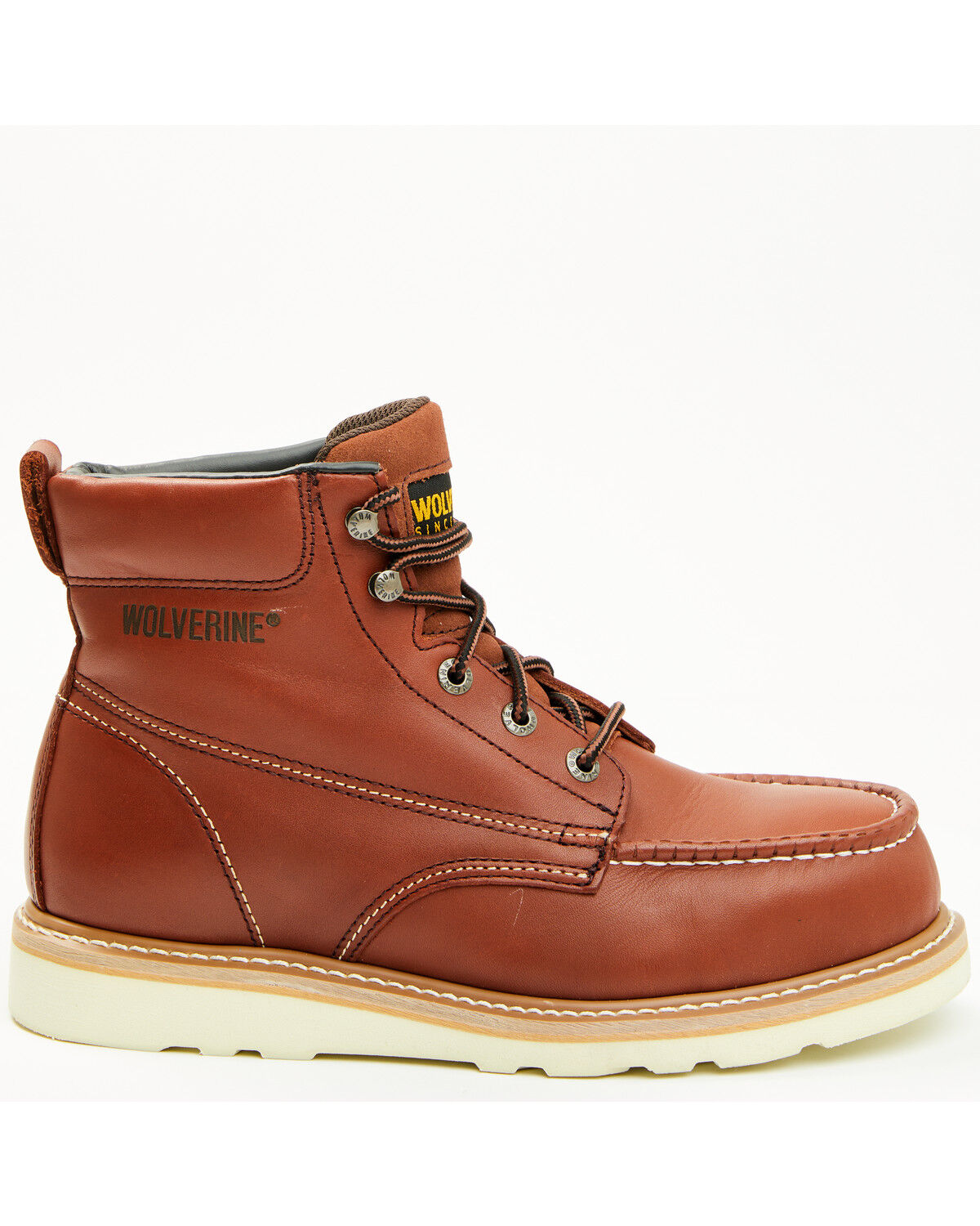 Image #2 - Wolverine Men's 6" Moc Toe Exclusive Wedge Work Boots - Steel Toe, Rust Copper, hi-res