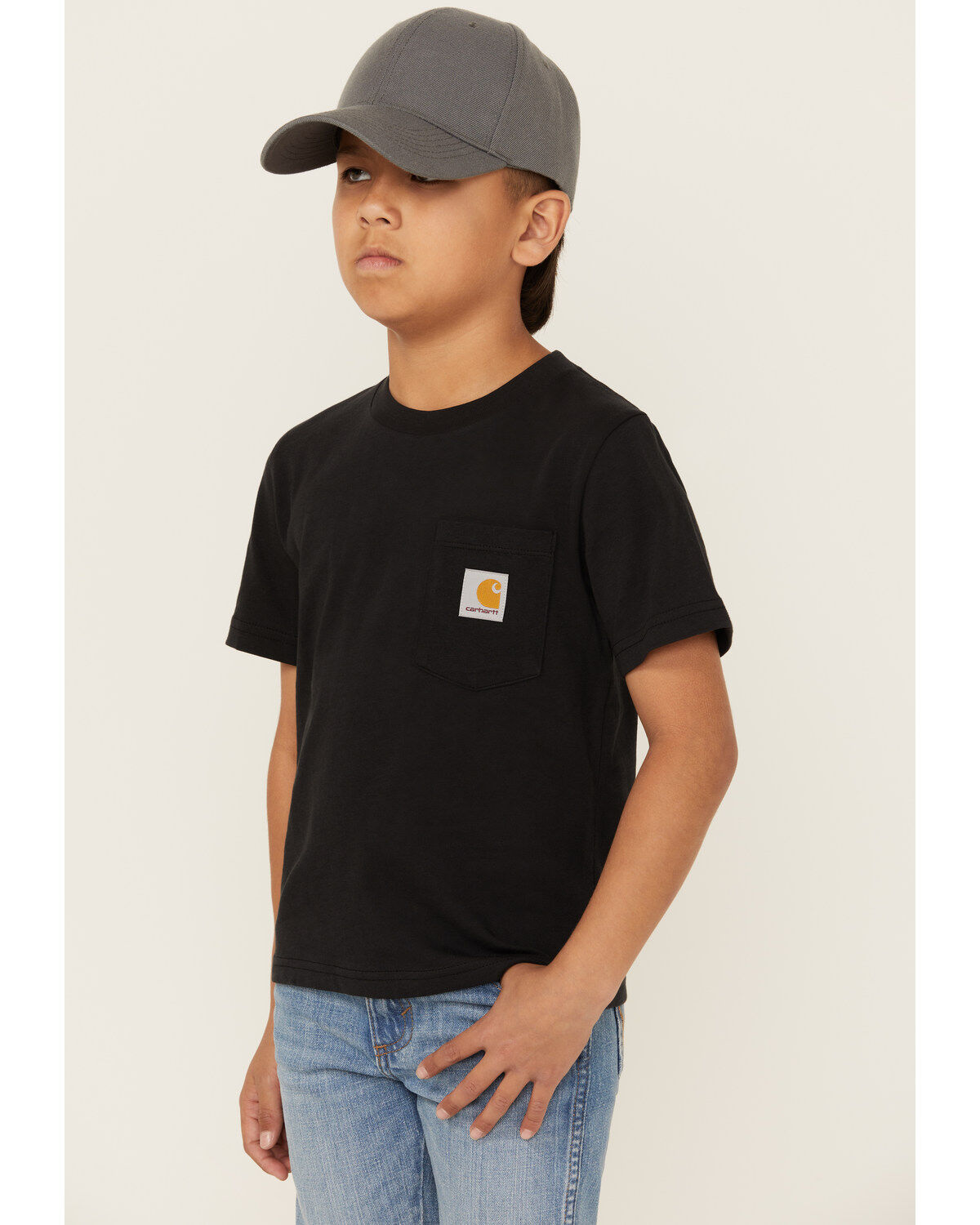 Image #2 - Carhartt Little Boys' Solid Short Sleeve Pocket T-Shirt, Black, hi-res