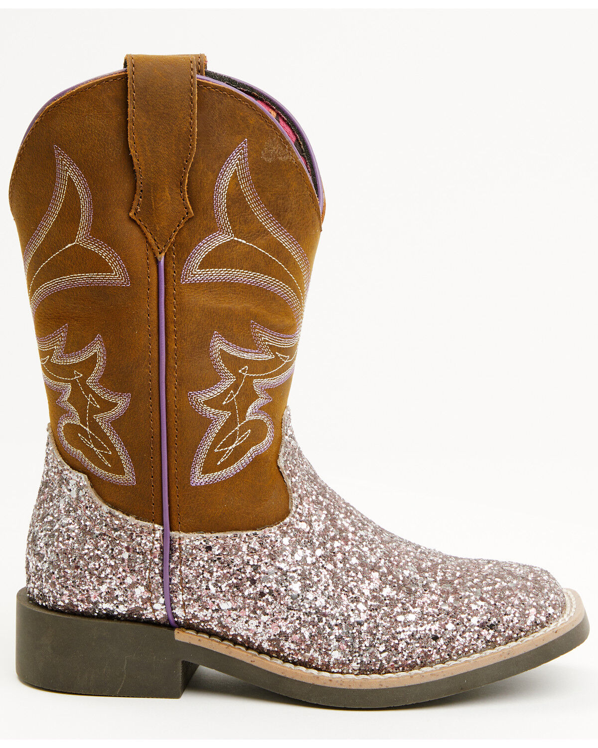 Image #2 - Shyanne Girls' Avery Glitter Western Boots - Broad Square Toe, Purple, hi-res