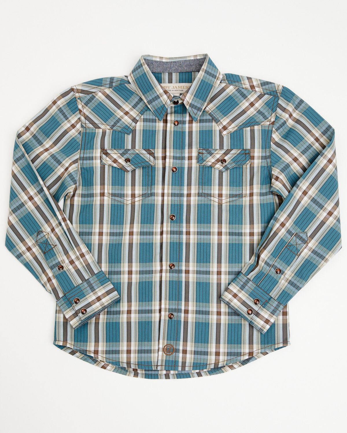 Cody James Toddler Boys' Niagra Falls Plaid Print Long Sleeve Snap Western Shirt, Blue, hi-res