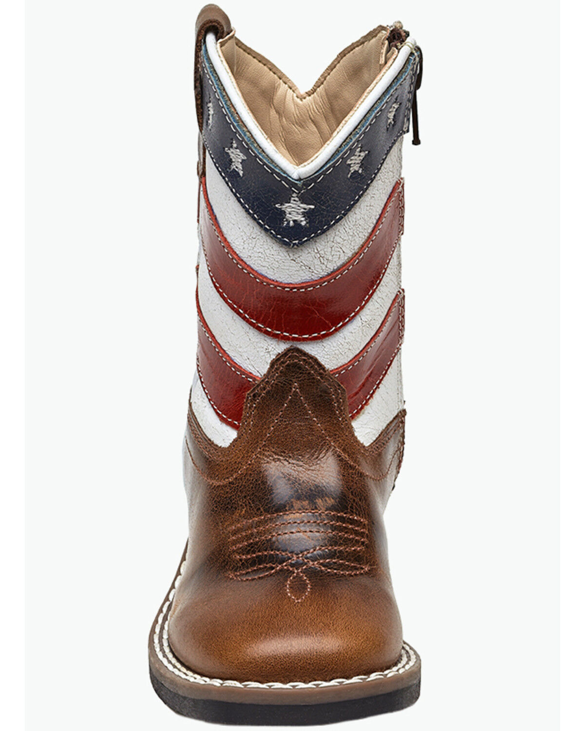 Image #4 - Old West Toddler Boys' Americana Western Boots - Broad Square Toe, Red/white/blue, hi-res