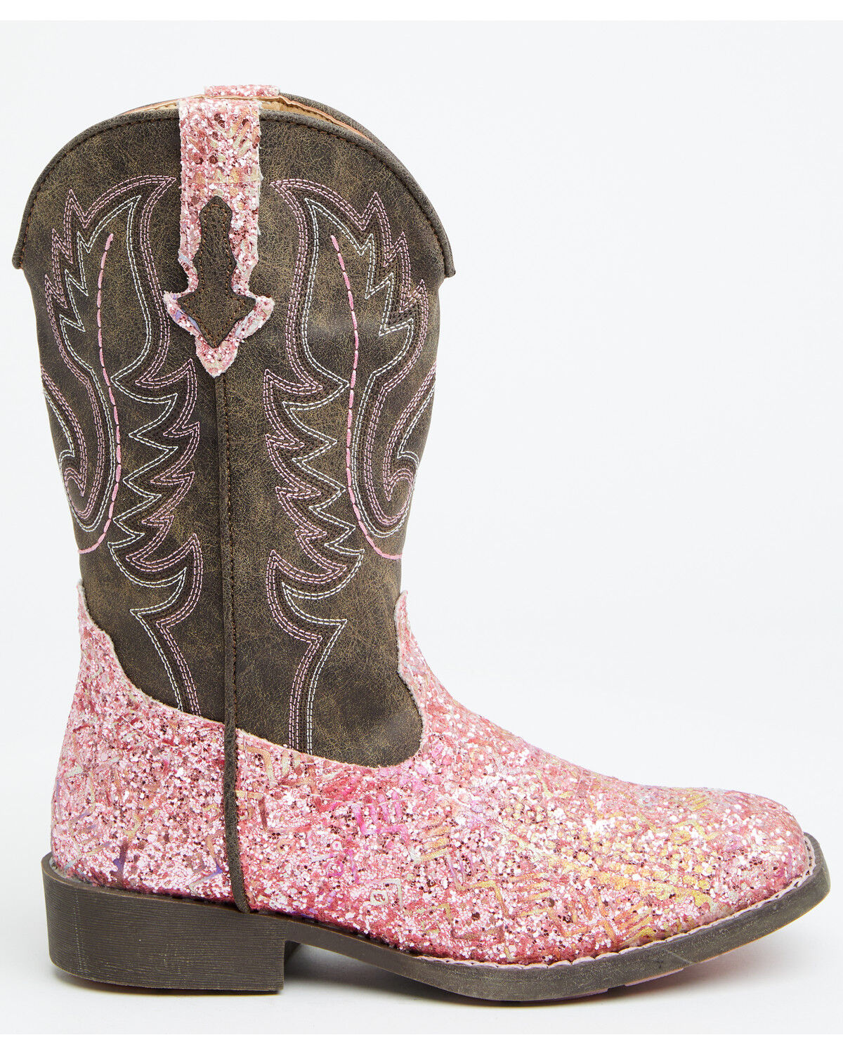 Image #2 - Roper Little Girls' Glitter Southwest Western Boots - Square Toe, Pink, hi-res