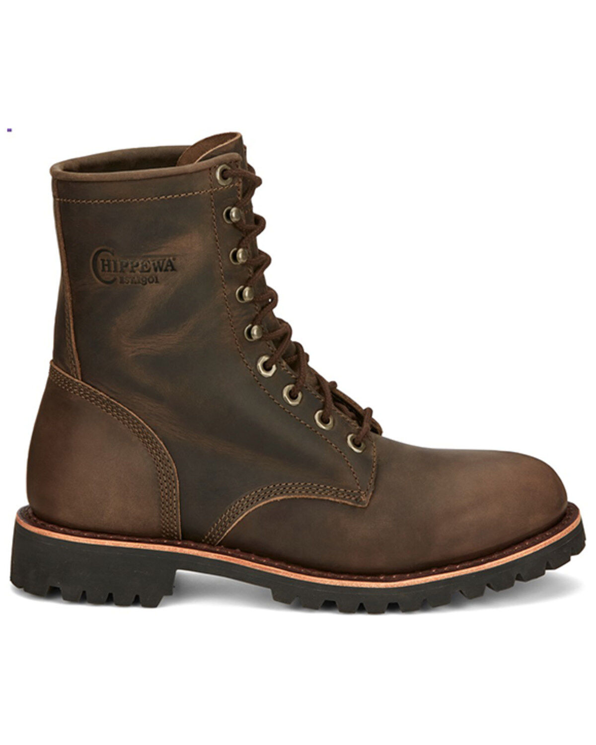 Image #2 - Chippewa Men's Wood Classic 2.0 8" Lace-Up Soft Work Boots - Soft Toe, Bark, hi-res