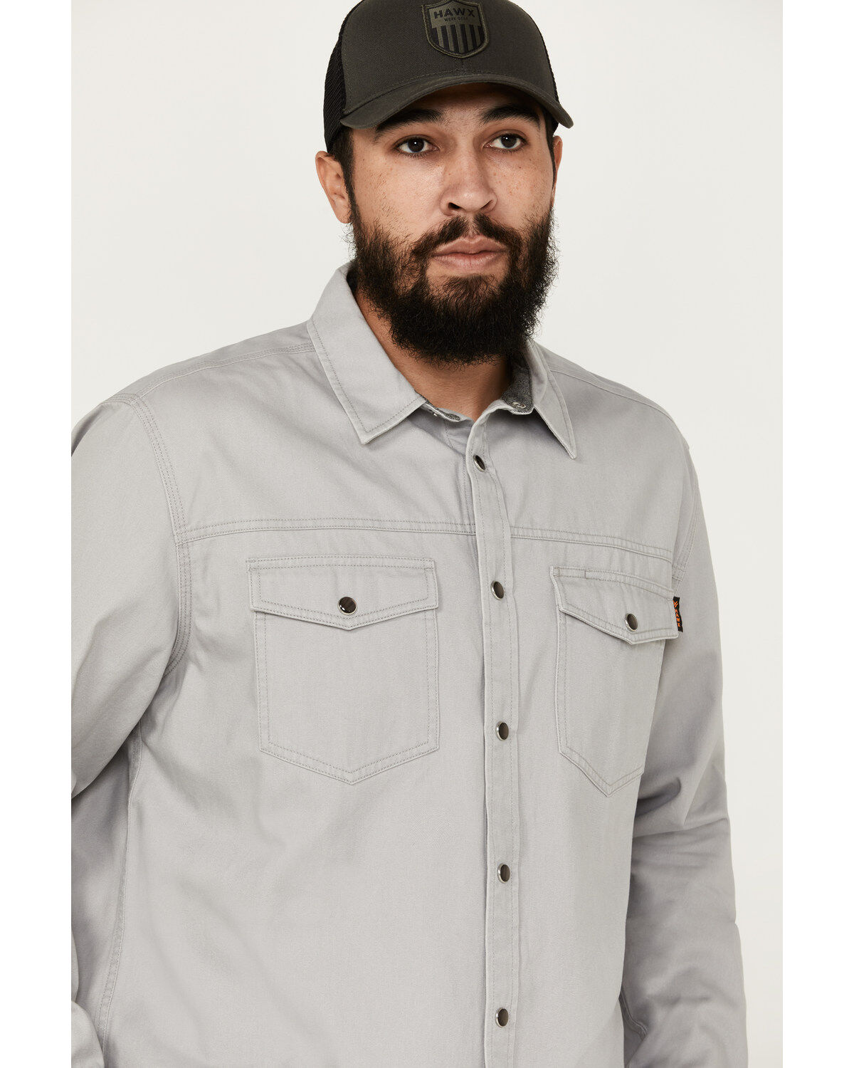 Image #2 - Hawx Men's All Out Woven Solid Long Sleeve Snap Work Shirt - Tall, Grey, hi-res