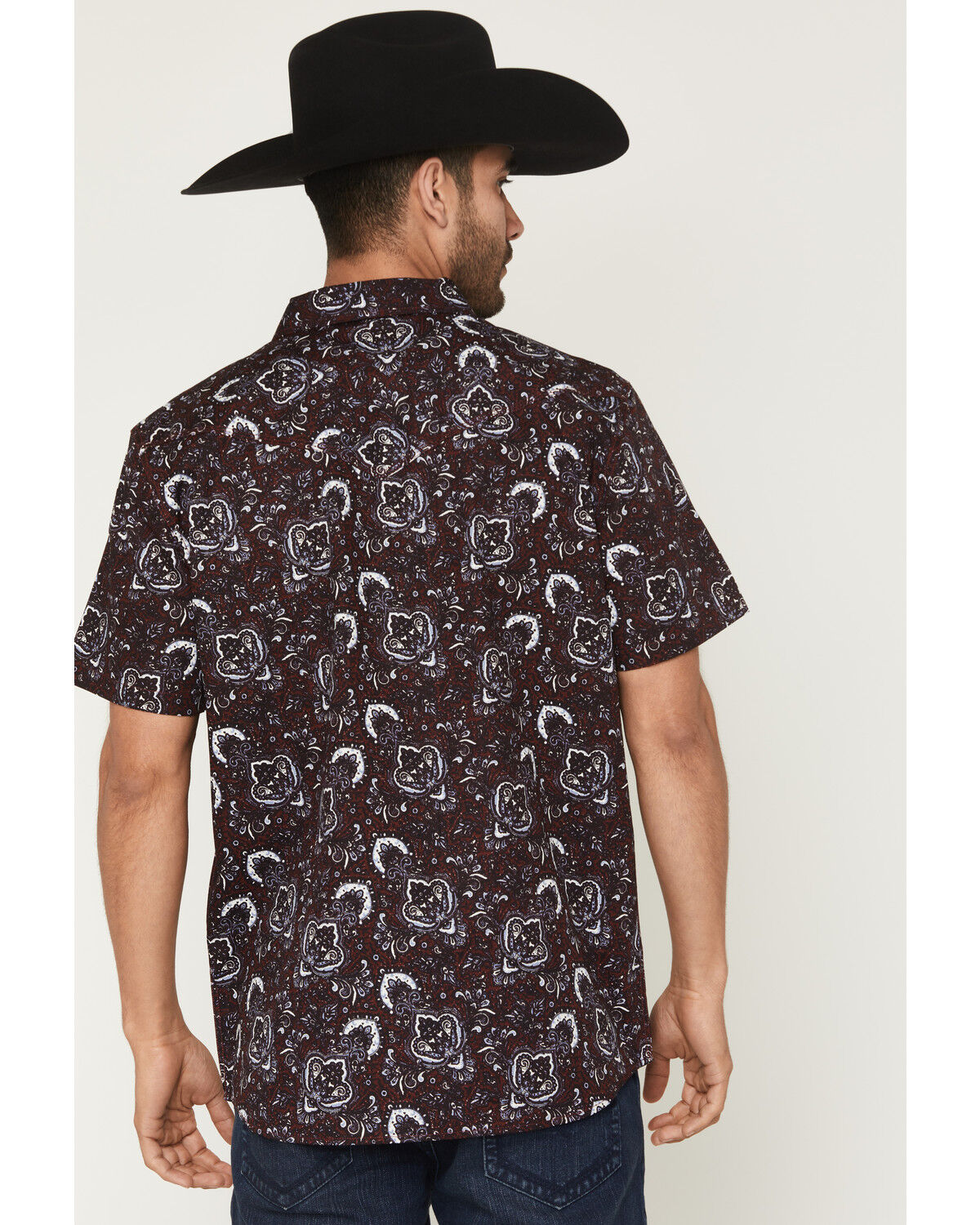 Image #4 - Moonshine Spirit&reg; Men's Purple Haze Paisley Print Short Sleeve Snap Western Shirt, Purple, hi-res