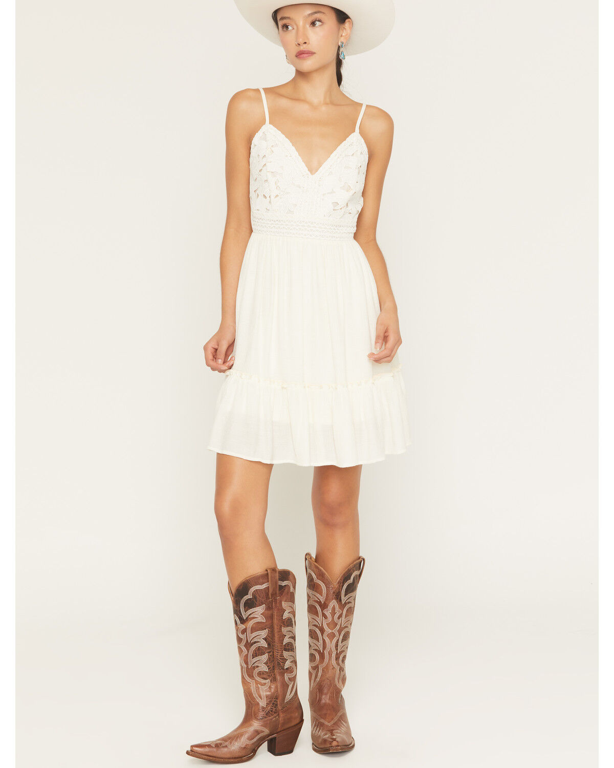 Image #1 - Shyanne Women's Lace Sleeveless Tie-Back Mini Dress, Cream, hi-res