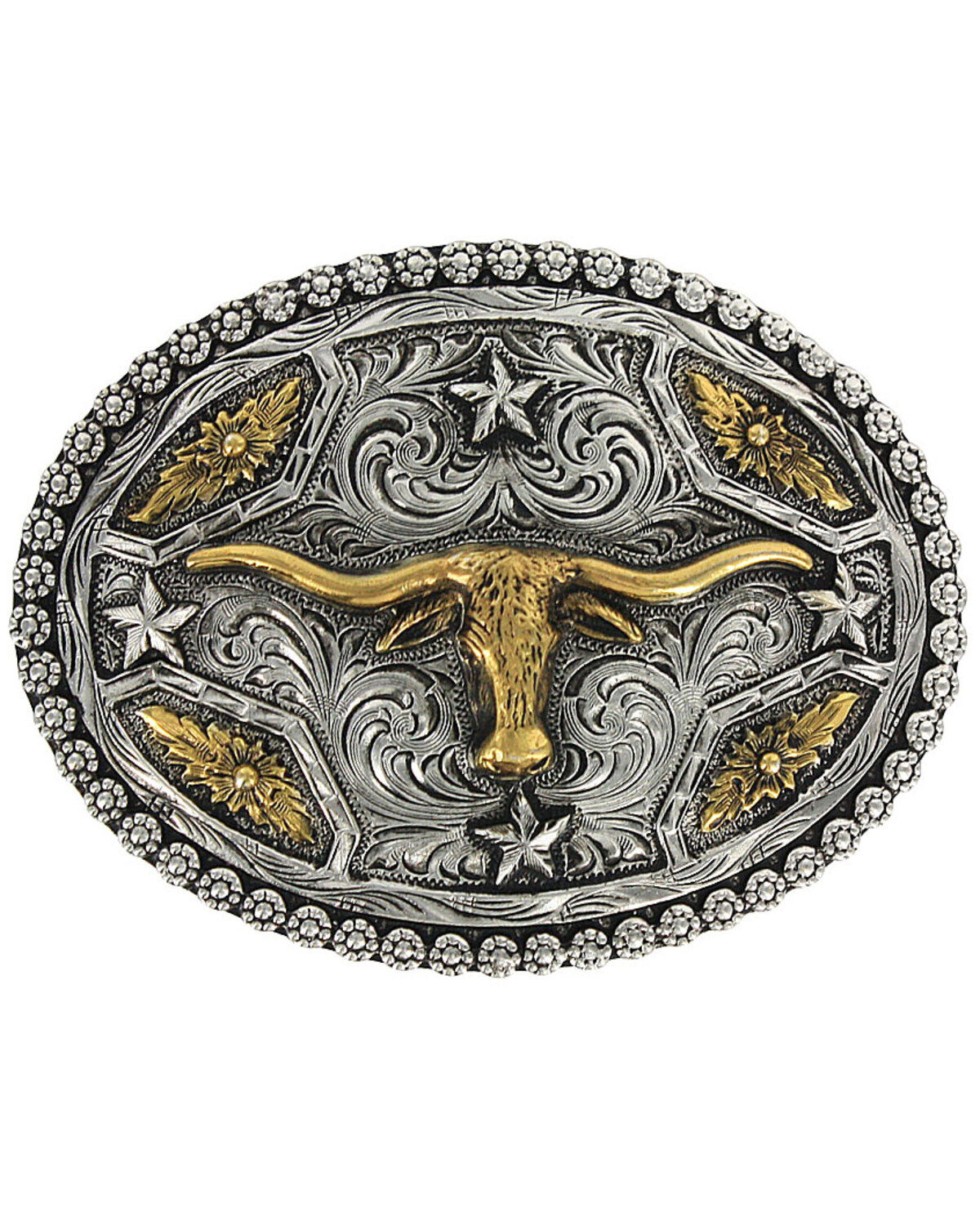 Image #1 - Cody James&reg; Oval Long Horn Belt Buckle, Silver, hi-res