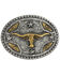 Image #1 - Cody James&reg; Oval Long Horn Belt Buckle, Silver, hi-res