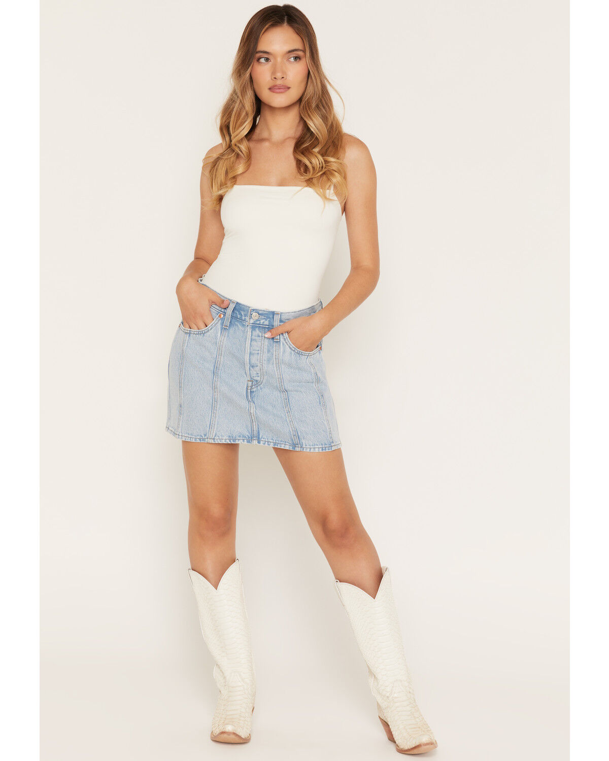 Levi's Women's Icon Light Wash Seamed Denim Mini Skirt, Light Wash, hi-res