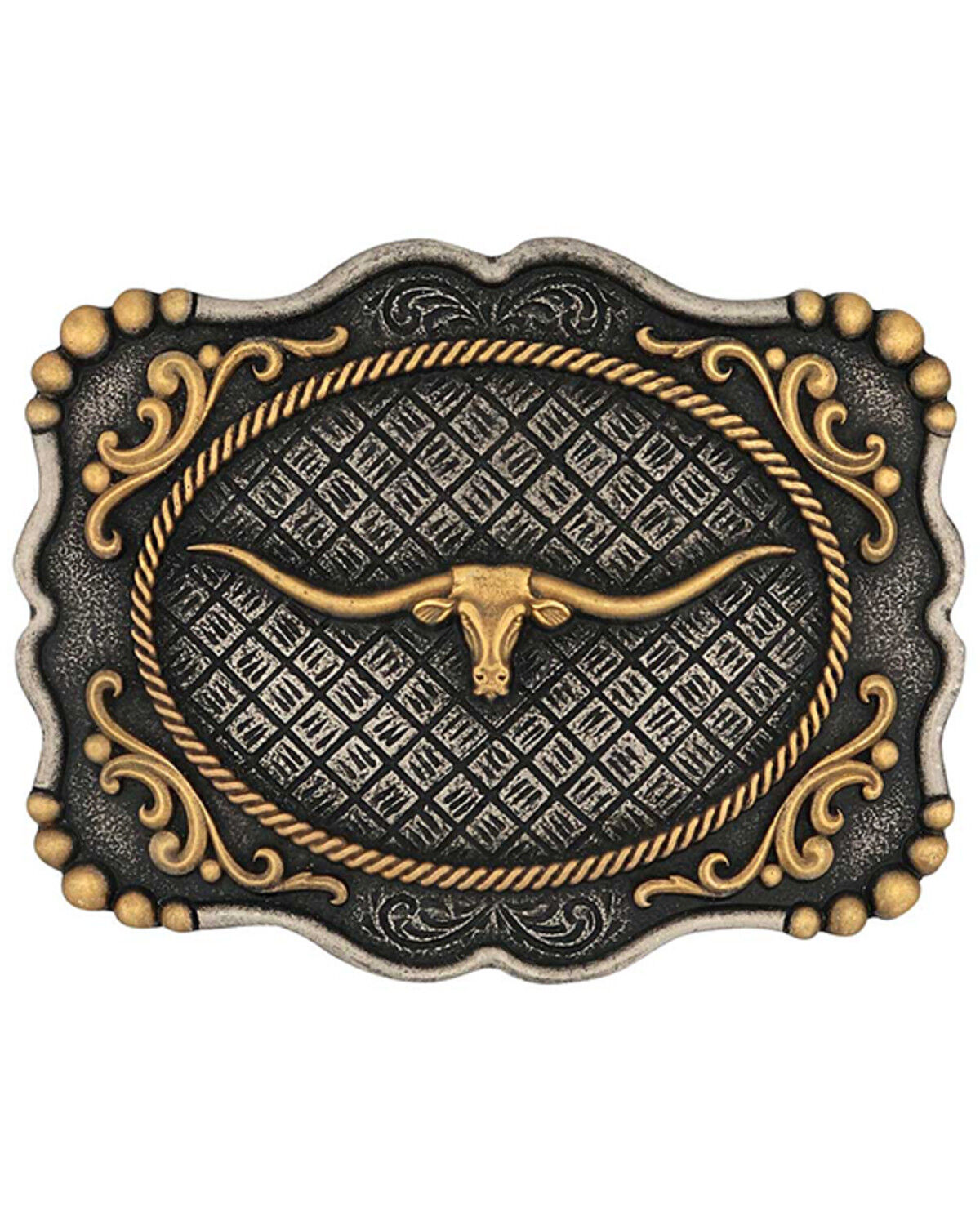 Montana Silversmiths Framed Longhorn Attitude Buckle, Silver, hi-res