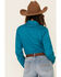 Image #4 - Cinch Women's Teal Solid Button Front Long Sleeve Western Shirt, Teal, hi-res