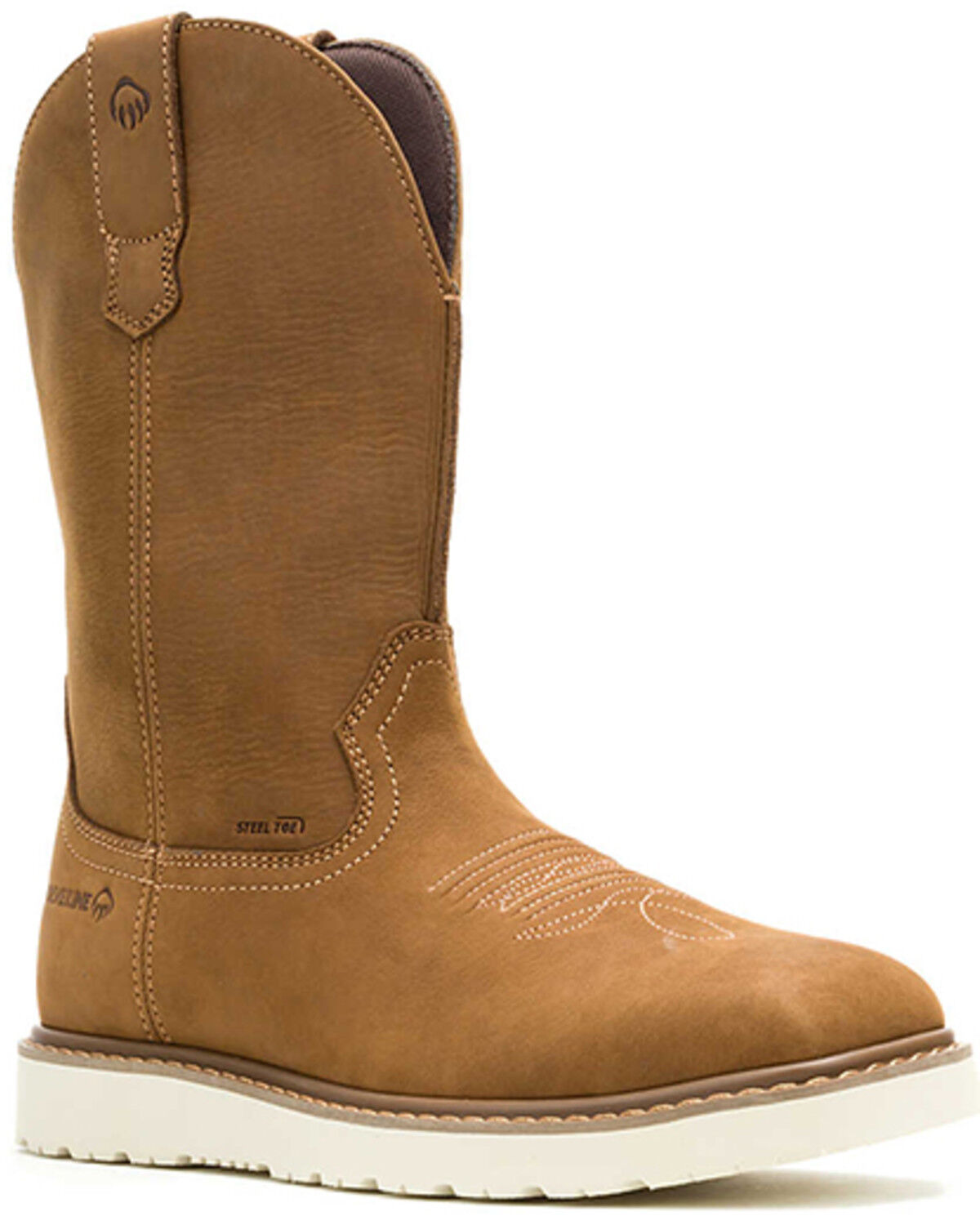 Image #1 - Wolverine Men's Bronc Wedge Pull-On Wellington Work Boots - Steel Toe, Beige, hi-res