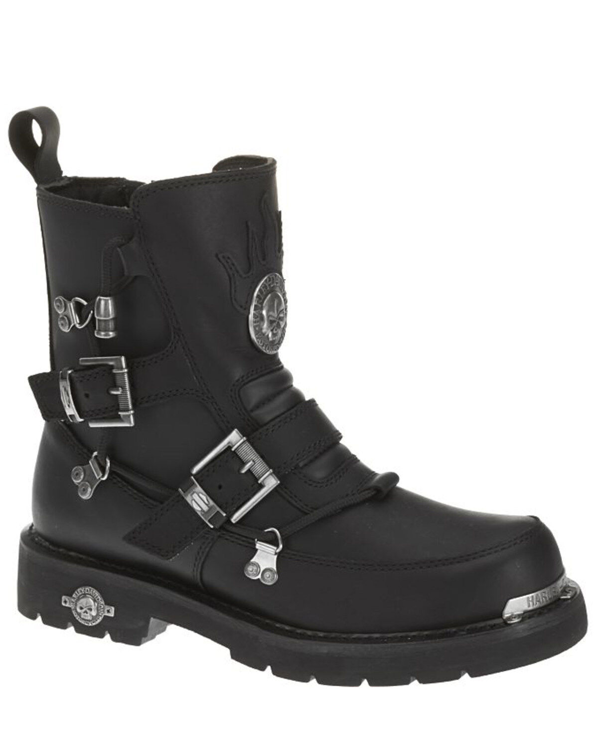Image #1 - Harley Davidson Men's Distortion Skull Moto Boots - Round Toe, Black, hi-res