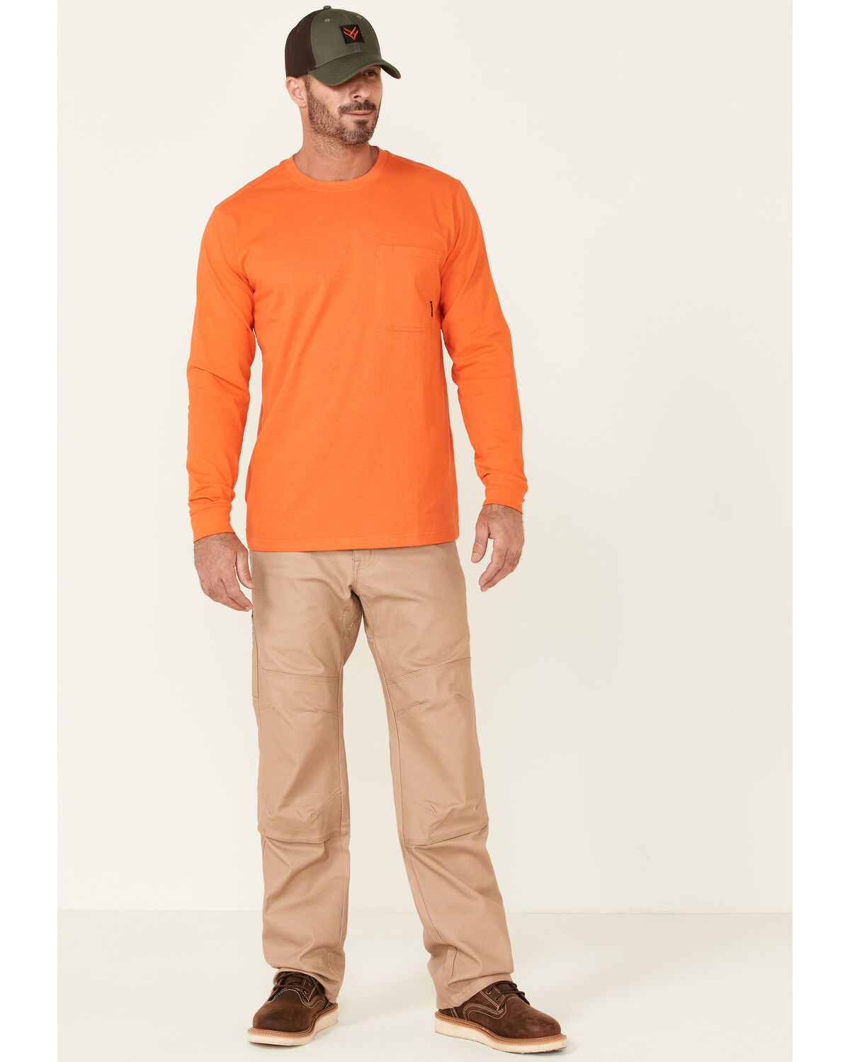 Image #2 - Hawx Men's Forge Long Sleeve Work Pocket T-Shirt, Orange, hi-res
