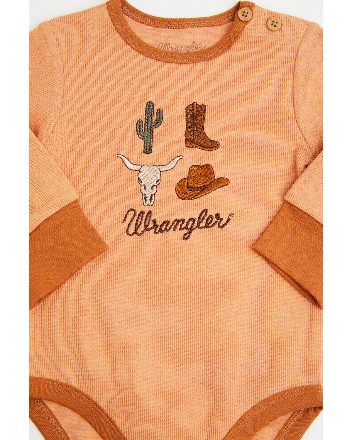 Image #2 - Wrangler Infant Boys' Logo Icon Onesie, Brown, hi-res