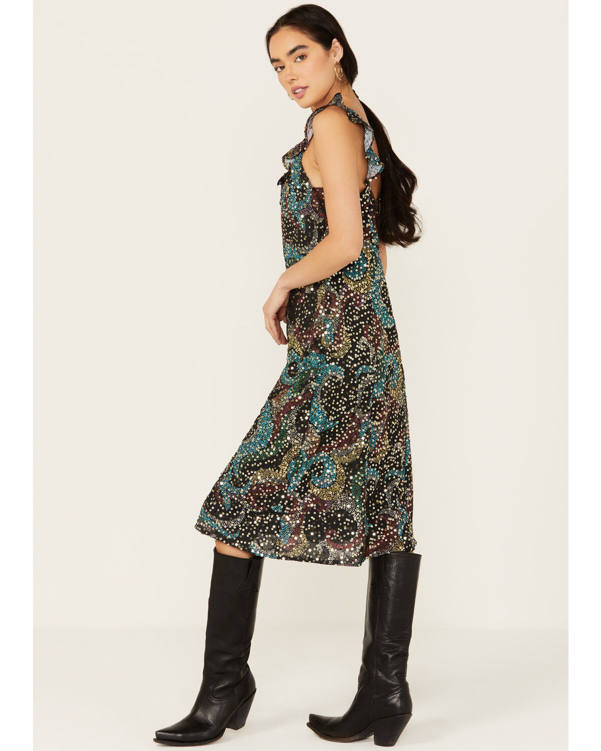 Image #2 - Rock & Roll Denim Women's Sequins Print Slip Mini Dress, Multi, hi-res