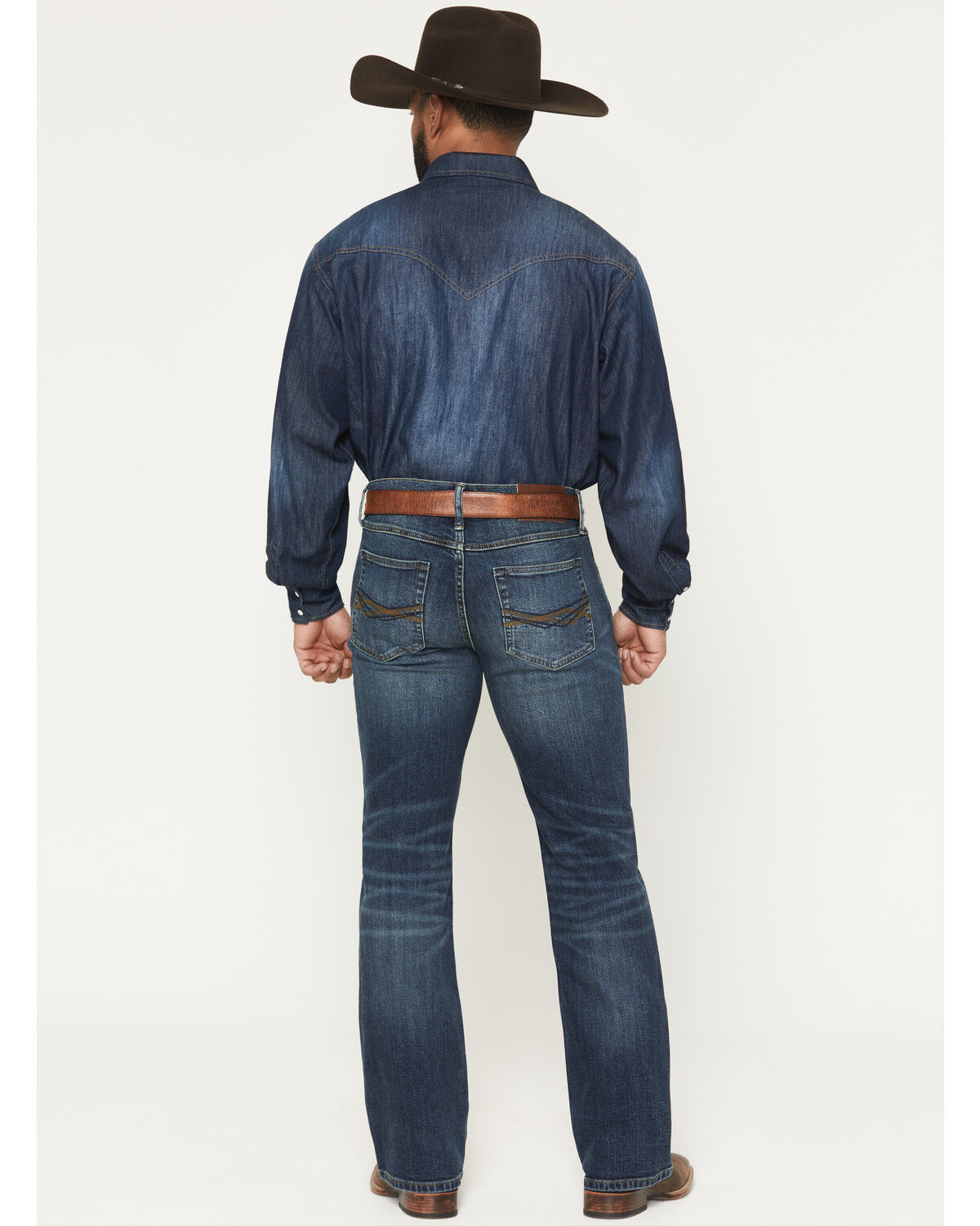 Image #3 - RANK 45&reg; Men's Roughstock Rockford Wash Brock Relaxed Bootcut Performance Stretch Denim Jeans, Dark Wash, hi-res