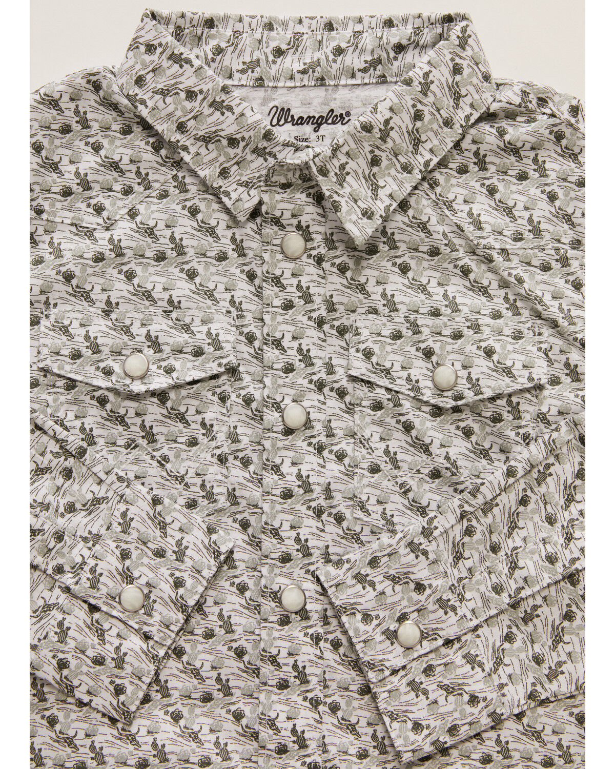 Image #2 - Wrangler Infant Boys' Conversational Print Long Sleeve Snap Stretch Western Shirt, Olive, hi-res