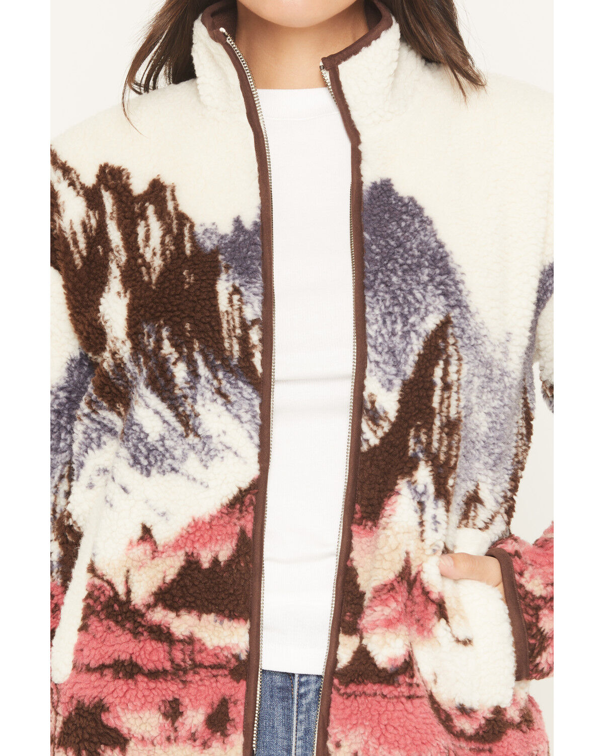 Image #3 - Shyanne Women's Cascade Zip Front Sherpa Jacket, Cream, hi-res