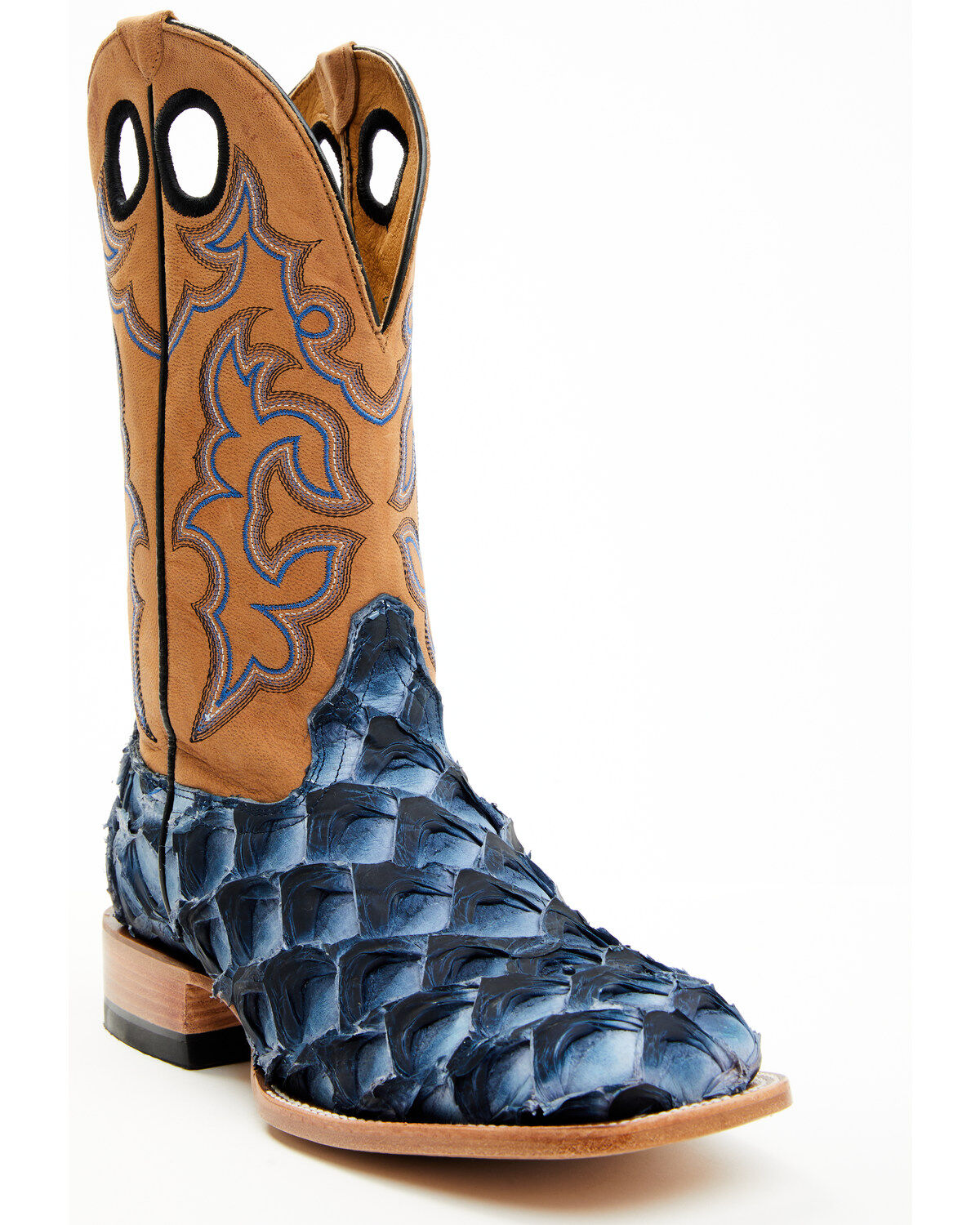 Image #1 - Cody James Men's Exotic Pirarucu Western Boots - Broad Square Toe, Blue, hi-res