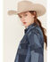 Image #2 - Levi's Women's Dylan Oversized Western Patchwork Print Long Sleeve Pearl Snap Shirt, Blue, hi-res