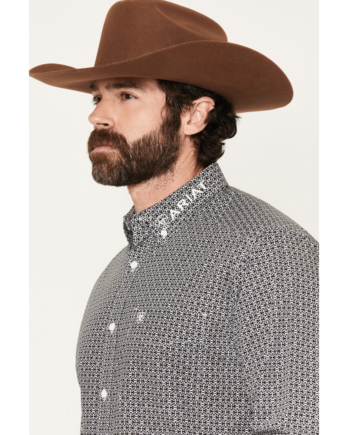 Image #2 - Ariat Men's Team Dawson Geo Print Long Sleeve Button-Down Western Shirt - Tall, Black, hi-res