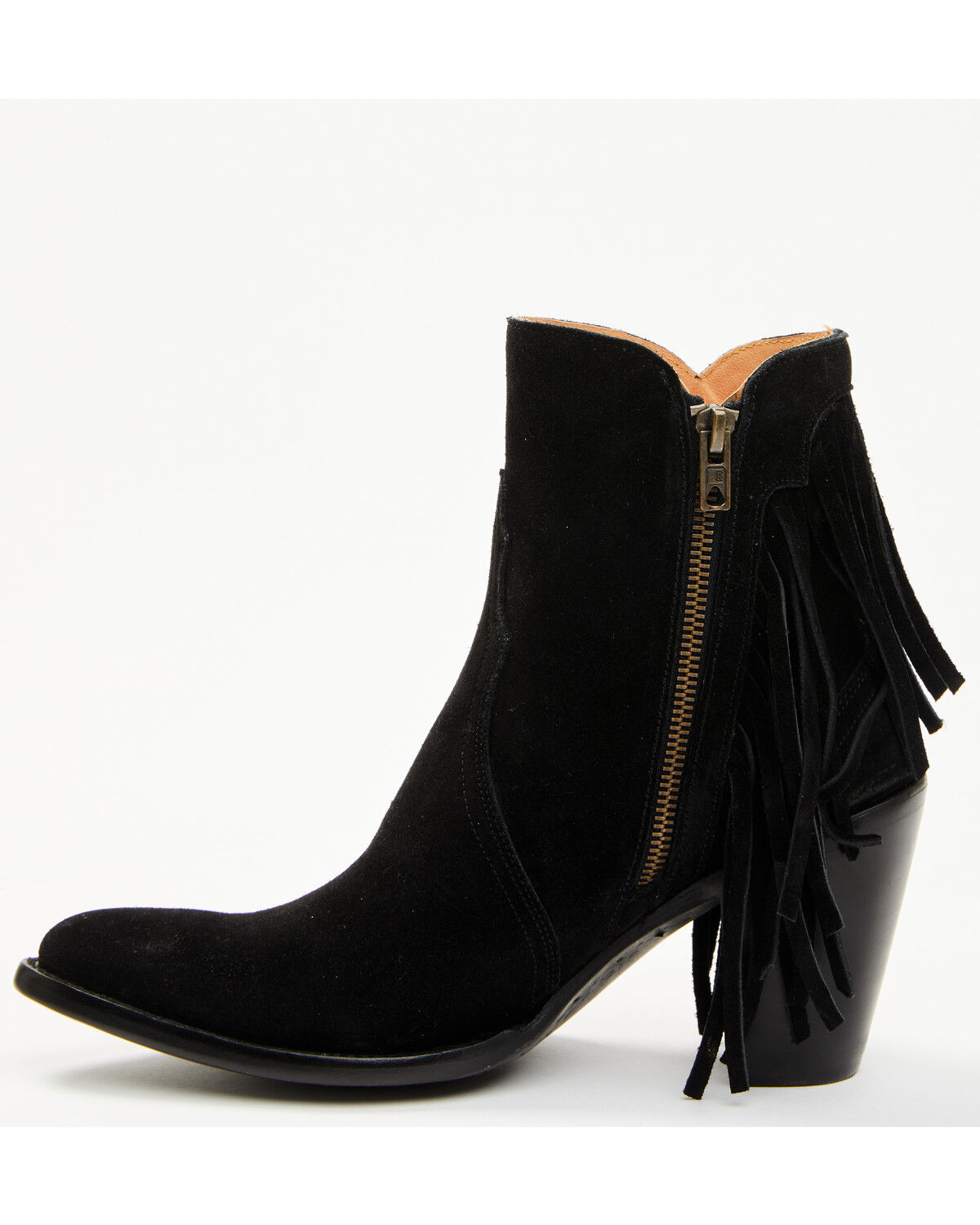 Image #3 - Lucchese Women's Maypop Fringe Side Zip-Up Booties - Round Toe, Black, hi-res