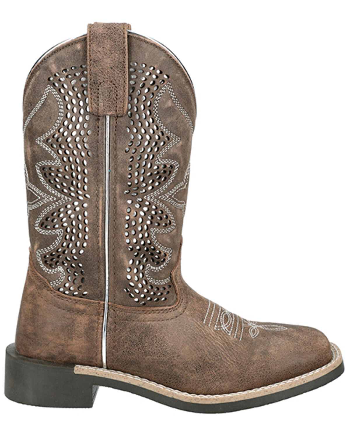 Image #2 - Smoky Mountain Little Girls' Willow Western Boots - Broad Square Toe, Brown, hi-res