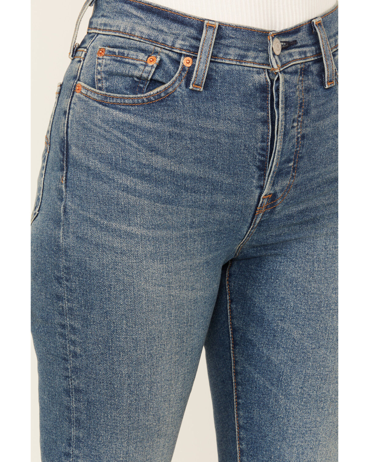 Image #2 - Levi's Women's Maximum Effort Medium Wash High Rise Wedgie Straight Stretch Denim Jeans, Medium Wash, hi-res