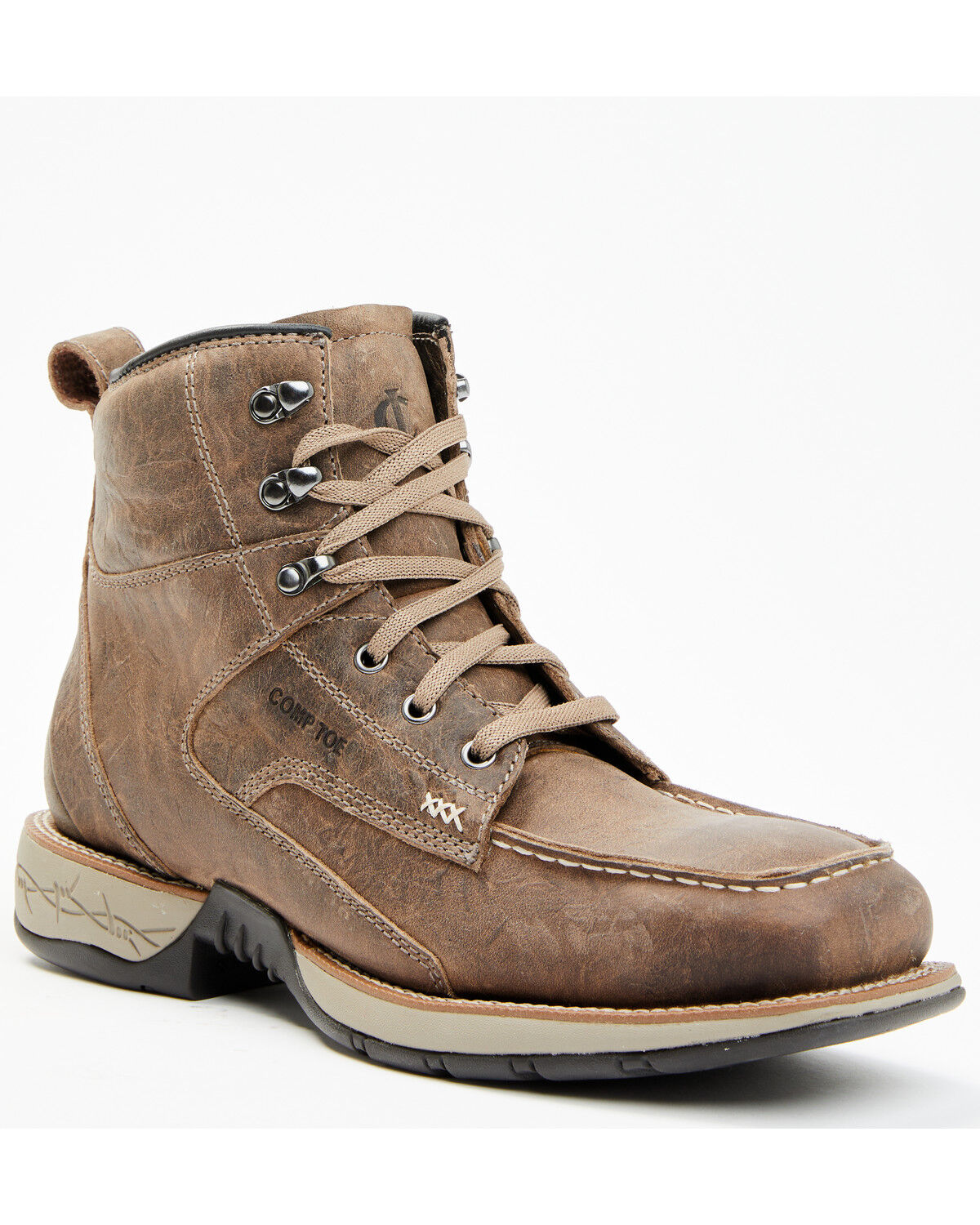 Image #1 - Cody James Men's 6.5" Xero Lite Lace-Up Moc Work Boots - Composite Toe, Bark, hi-res