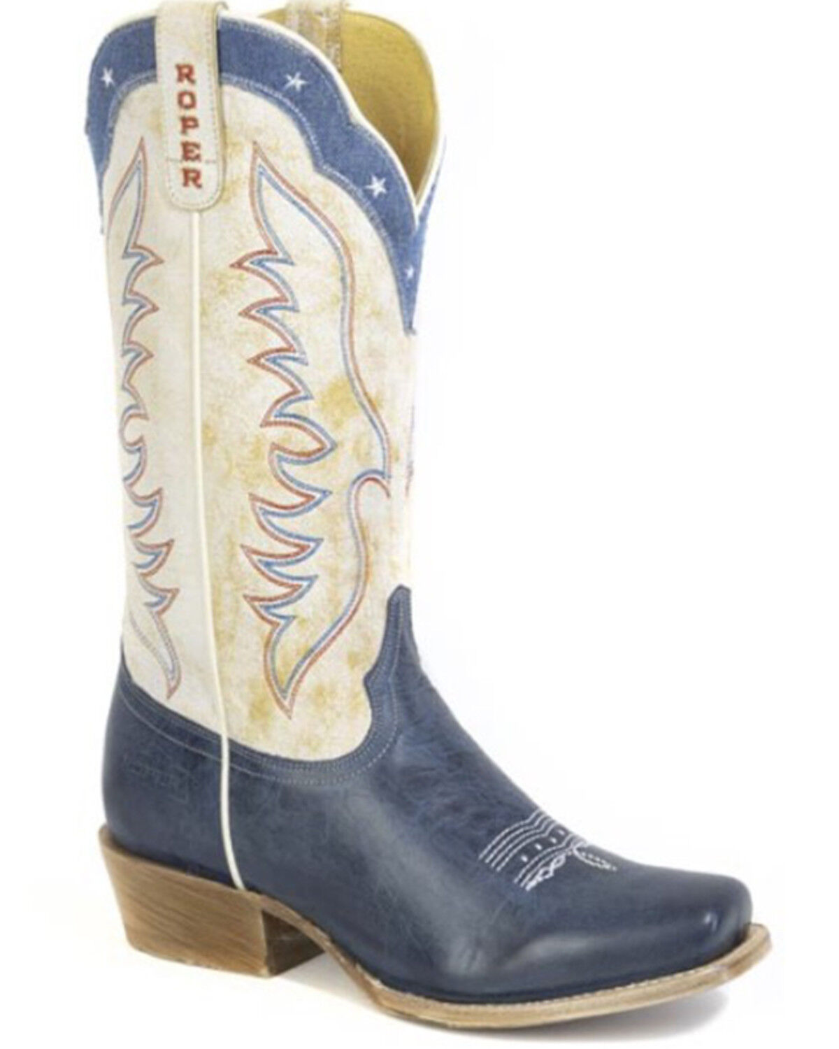 Image #1 - Roper Women's Americana Blue Western Boots - Square Toe, Blue, hi-res