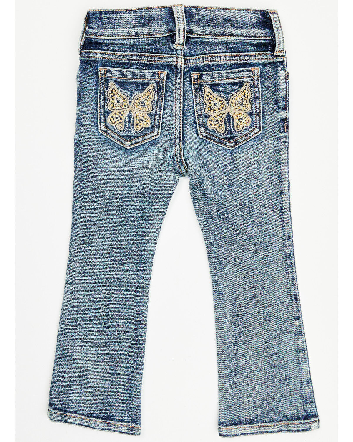 Image #1 - Shyanne Toddler Girls' Dawn Studded Back Bootcut Stretch Denim Jeans, Dark Wash, hi-res