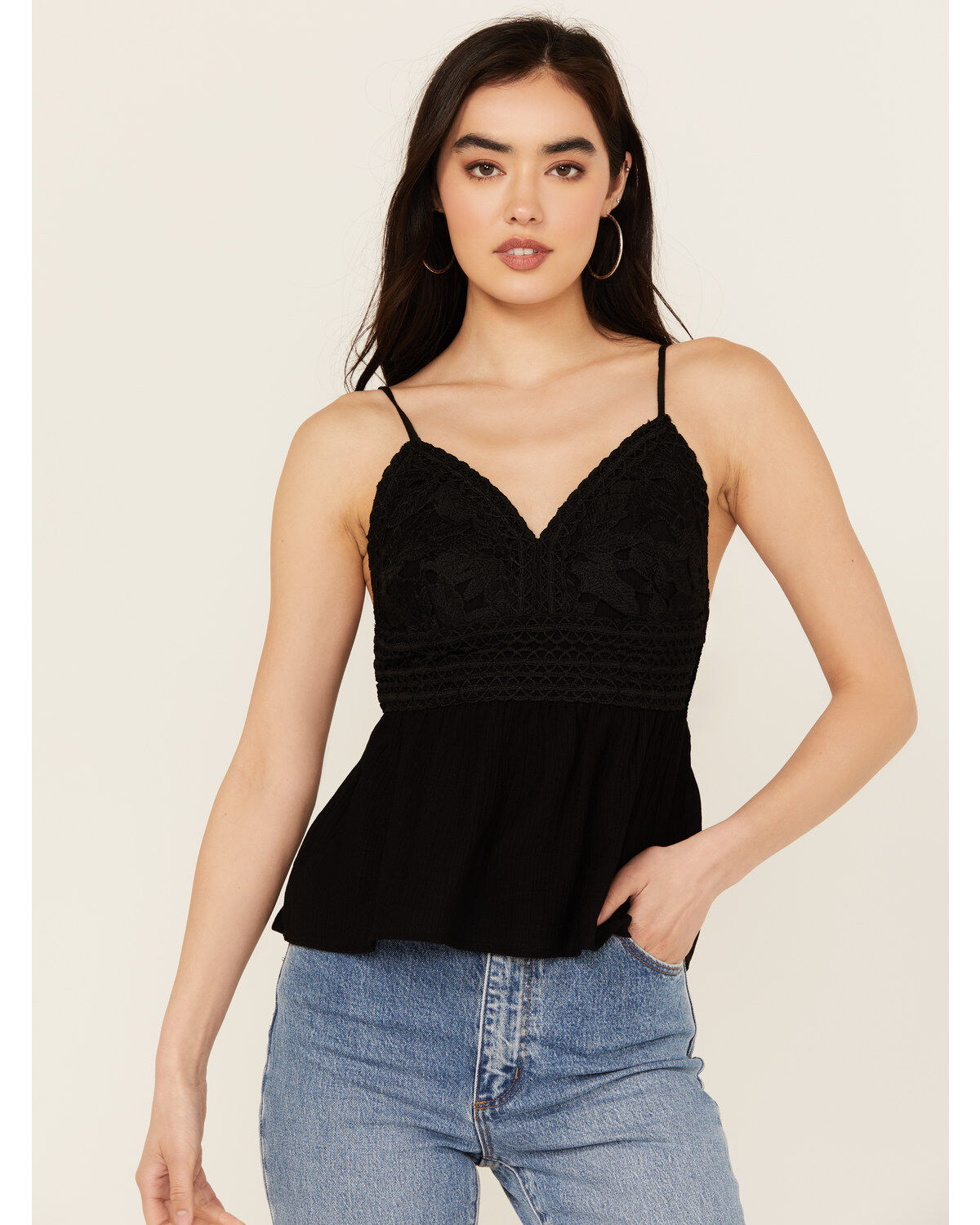 Image #1 - Shyanne Women's Lace Bustier Tank, Black, hi-res